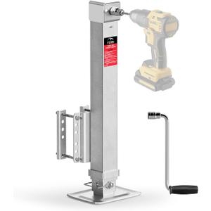 8000 lbs Heavy Duty Trailer Jack, 20-24V Cordless Drill Compatible28.6" Lift, for Utility, Yacht, Boat Trailer Jack,Silver