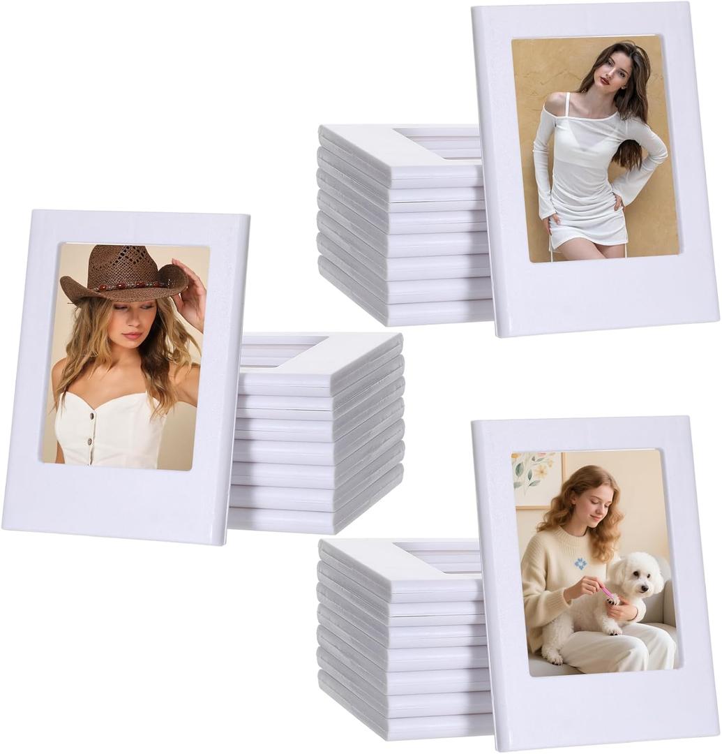 30 Pack Mini Magnetic Picture Frames 2x3 Inch Picture Frames Small Table Pictures Holder Compatible with Polaroid Fujifilm Film Photos for Fridge Table Locker Whiteboard (White