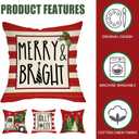 3 x Fahrendom Christmas Tree Truck Decorative Throw Pillow Covers 18 x 18 Set of 4, Xmas Merry Bright Holly Jolly Porch Patio Outdoor Pillowcase, Winter Holiday Stripes Sofa Couch Cushion Case Home Decor
