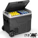 Antarctic Star 12 Volt Refrigerator,53QT(50L)Electric Cooler Compressor, Portable Refrigerator -4~68,Car Fridge 12/24V DC 100-240V AC,Portable Freezer with Wheels&2 Baskets for Camping,Travel,BLACK