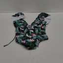 SPORLIKE Women One Piece Swimsuit V-Neck Ruffle Bathing Suit Padded Monokini (Large, Leaves/Black 2)