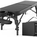CLORIS 84" Professional Massage Table Portable Reinforced Wooden Leg 2 Folding Lightweight Spa Salon Tattoo Massage Bed Height Adjustable Hold Up to 1100LBS with Carrying Bag Black