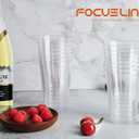 FOCUSLINE 12 oz Clear Plastic Cups, Disposable Heavy Duty Hard Plastic Cups, Reusable, 100 Count