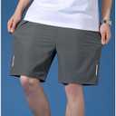2 x Men's Quick Dry Workout Shorts with Zip Pockets for Athletic Gym Running Hiking Shorts (Black)