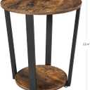 VASAGLE Round Side End Table, 2-Tier Accent Bedside Table with Storage Shelf, Easy Assembly, Nightstand for Small Spaces, Living Room, Bedroom, Rustic Brown and Ink Black ULET57X, 19.7"dia. X 22.4"h