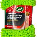 TurtIe Wax Wash Scrub Microfiber Sponge 3-in-1 Solution Achieve Professional Result (4" x 9.25" x 2") Light Green Quality Carwash Intense Shine No Water Spots
