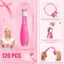 Crtiin 120 Pcs Breast Cancer Awareness Silicone Key Chain Bulk Pink Purple Ribbon Keychain Gifts for Women