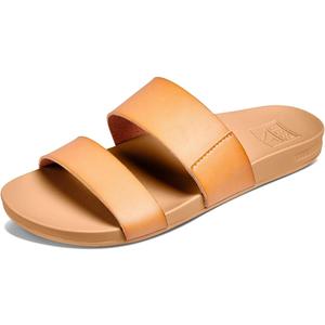 Reef Women's Cushion Vista Fashion Slide Sandal, Vegan Leather Strap, Soft Footbed (10, Natural)