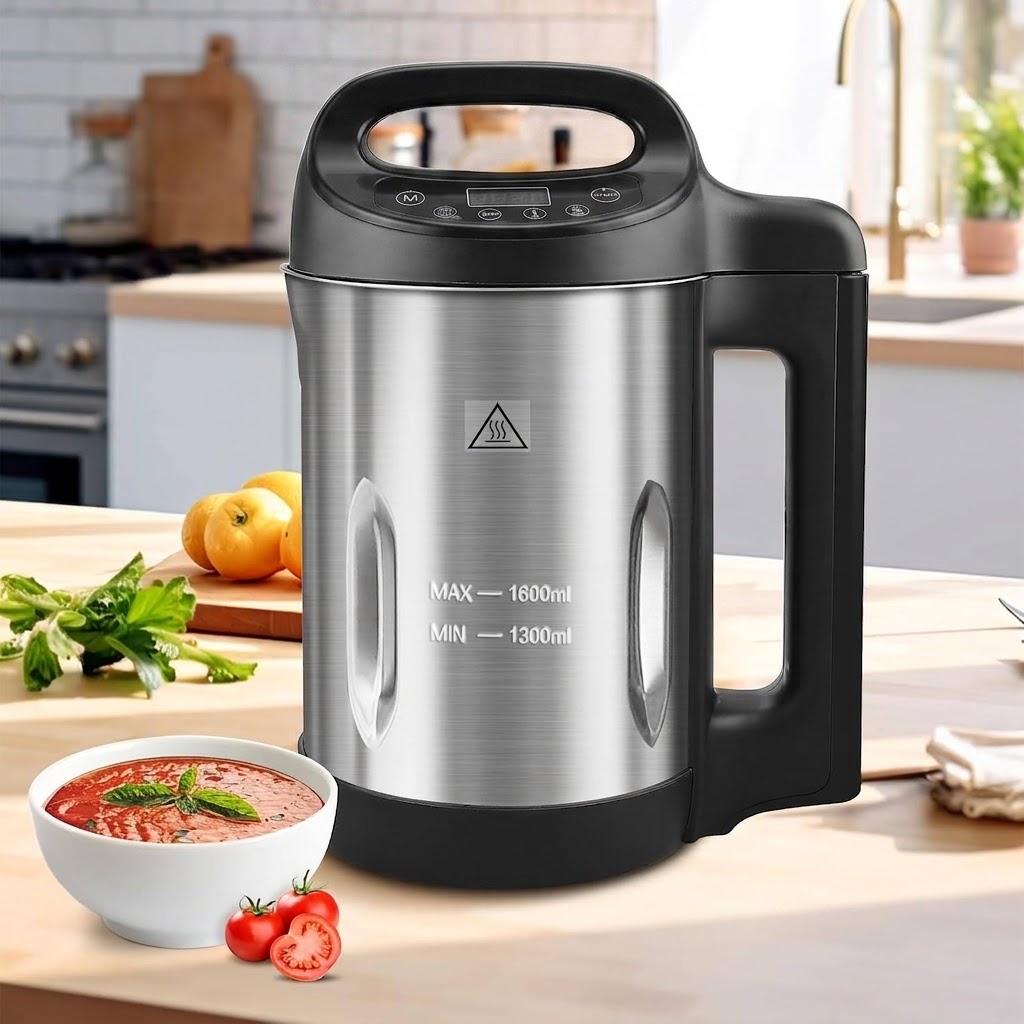 Homtone 1.6L Soup Maker, Soup Making Machine with Smooth & Chunky Settings, Black