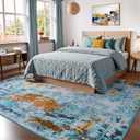 AROGAN 8x10 Rug Washable Area Rugs for Living Room, Modern Abstract Large Area Rug Non Slip Carpet, Low Pile Indoor Floor Soft Rug for Bedroom Dining Room Office Kids Playroom Decor, Mottled Blue (810 Feet)