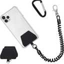 Doormoon Phone Lanyard Tether with Patch, Universal Stretchy Straps and Phone Case Anchor for Anti-drop Outdoor Skiing Hiking Cycling Climbing Compatible for iPhone Samsung Pixel Most Smartphones (Black)