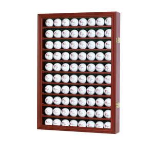 DisplayGifts 80 Golf Ball Display Case Cabinet Wall Rack Holder Solid Wood Frame with 98% UV Protection Lockable Acrylic Door, Wall Mounted or Stand Great Golfer's Gift
