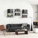 Wall Mounted Bookshelves Set of 3, Floating Shelves for Wall, 6-Tier Wooden Hanging Bookshelf, Easy Installation Book Organizer for Home Office, Living Room, and Bedroom