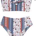 ZAFUL Women Ribbed Keyhole Tied High Waisted Bikini Spaghetti Straps Two Pieces Swimsuit Bathing Suit L