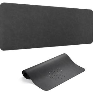 Leather Desk Pad Protector, Office Desk Mat, Large Laptop Mouse Pad, PU Non-Slip Desk Blotter, Waterproof Writing Pad, Computer Keyboard Mat for Desktop 39.4 x 17 inch (Black)