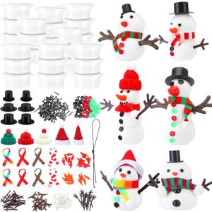 Shappy 24 Pack Christmas Snowman DIY Craft 326 Pcs Build Craft Kit Christmas Decoration Air Dry Modeling Clay for Winter Party DIY Gift Indoor Outdoor Holiday Decoration(Foam Snowman)