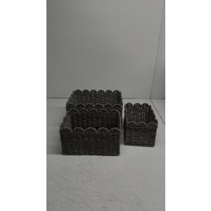 Pack of 3 Grey Scalloped Baskets