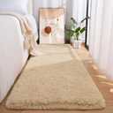 Przemy Fluffy Runner Rug for Bedroom Living Room, 2x6 Feet Beige Shag Area Rugs, Soft Fuzzy Carpet for Bedside Nursery Kids Room College Dorm, Plush Throw Rug for Home Decor