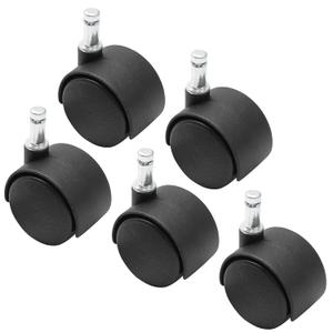 5pcs 1.5 Inch Swivel Caster Wheels, M8 Circlip Stem Caster Wheels, Heavy Duty Casters, Black Nylon Wheels Replacement for Furniture, Table, Cabinet, Shelf