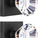 Crystal Glass Dummy Closet Hall Door Knob Interior Matte Black, Clear Diamond Dummy Door Knob Non-Turning Inactive 2 Pack