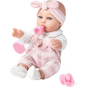 12'' Baby Doll and Clothes Accessories Playset with Feeding Bottle Pacifier First Baby Dolls for Toddlers 36 Months and Up