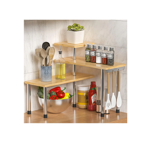 ZHWS Kitchen Countertop Organizer Spice Rack for Salt, Bathroom Counter Organizer Over Sink for Makeup, Skincare, Adjustable 3-Tier Corner Counter Shelf with 4 Hooks for Coffee Bar Dresser Table