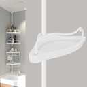 Corner Shower Caddy with Tension Pole, Rustproof ABS Shower Shelves with 56-125 Inch Steel Poles, Drill Free Shower Organizer, 4 Layer Adjustable Shelves, White