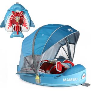 Mambobaby Float Deluxe Baby Pool Float: Safe & Comfortable Swim Trainer for Infants & Toddlers, Non-Inflatable Design, Fun Water Experience for Ages 3-24 Month-Shark