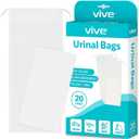 Vive Disposable Urine Bags (20 Count) - Pee Bags for Emergencies, Camping & Car Travel - Travel Urinal for Men and Women - Portable Urine Collection Bags - Leak-Proof Pee Bag - Emergency Urine Bag Kit