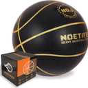 Upgraded 580g Weighted Silent Basketball, High-Density Quiet Indoor Training Ball with Gift Box, Real Bounce Soft Material, Ideal for Home & Apartment Dribbling Practice (Black,Gold Size 3)