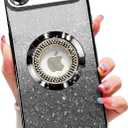 Misscase for iPhone Air Magnetic Glitter Case Compatible with MagSafe,Full Protection Slim Shockproof Case with Camera Lens Protector Plating Bling Cover Case for iPhone 17 Air 6.5" Black