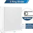 2-inch 3 Ring Binder with 2 Interior Pockets, Heavy Duty 2'' Binders Holds US Letter Size 8.5'' x 11'' Paper - Versatile Binders for Office, Home, and School Use, 6 Pack (White)