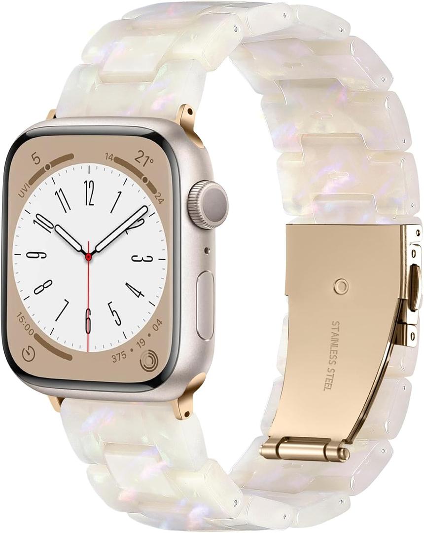 Lerobo Resin Watch Band Compatible with Apple Watch Series 11/10/9/8/7/6/5 38mm 40mm 41mm 42mm 44mm 45mm 46mm for Women Men, Tortoise Bracelet Lightweight Strap for iWatch