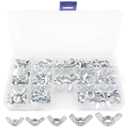 LBY 120pcs Wing Nut Assortment Kit, M3/M4/M5/M6/M8 Butterfly Wing Nuts, Hand-Twist Tighten Ear Nuts, 5 Sizes, Carbon Steel, Galvanized