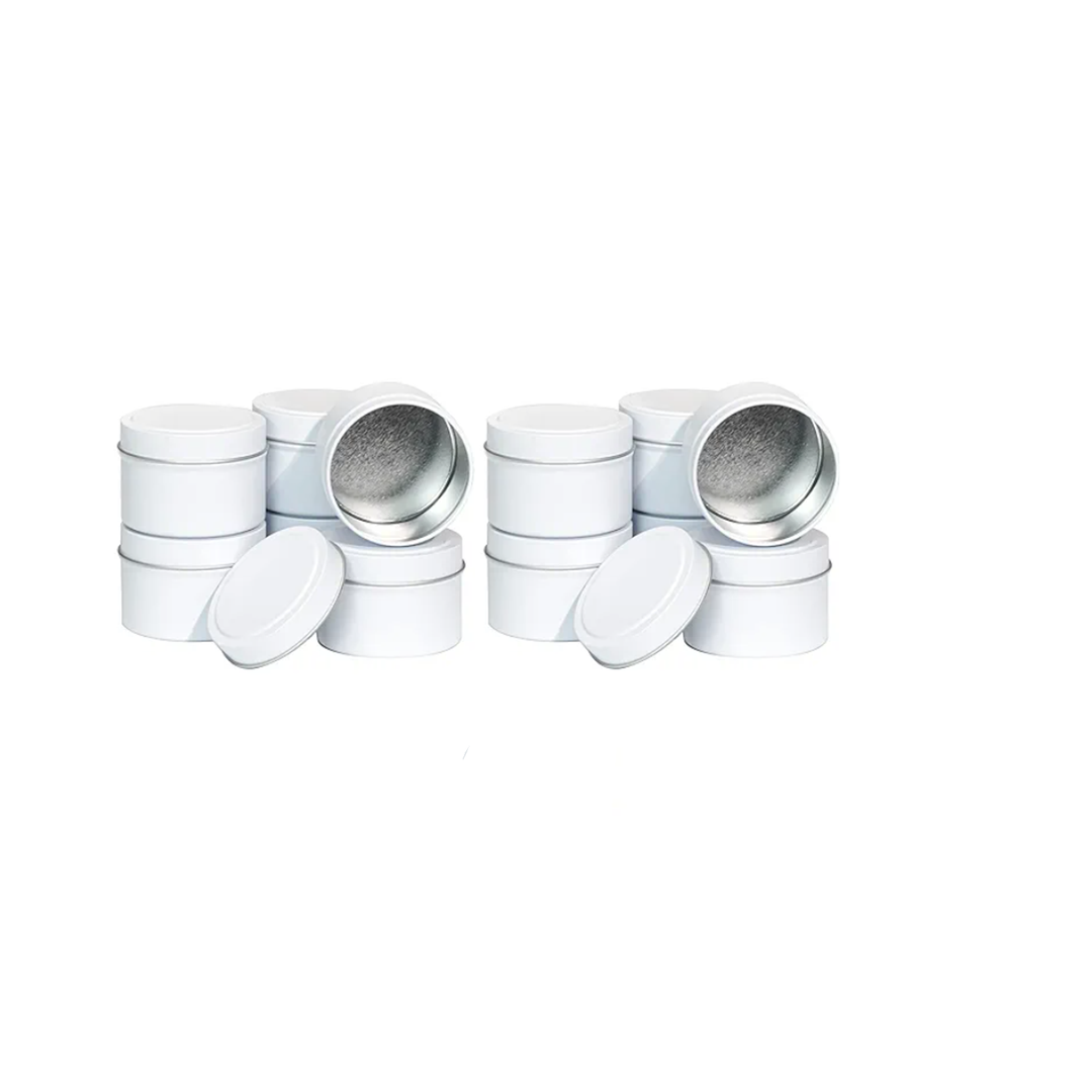 Aroparc White Candle Tins 4oz, 12 Piece Bulk Candle Containers for Candle Making Supplies - White WITH ROSE CANDLES INSIDE