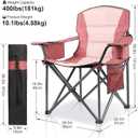 2 Pack Padded Oversized Camping Chairs for Adults,Heavy Duty Support 400 Lbs,Folding Portable Lawn Chair w/Cup Holder,Cooler Bag,Side Pocket,Perfect for Outdoor Picnic,Hiking(Pink), 32.5 x 24 x 39.8 inches
