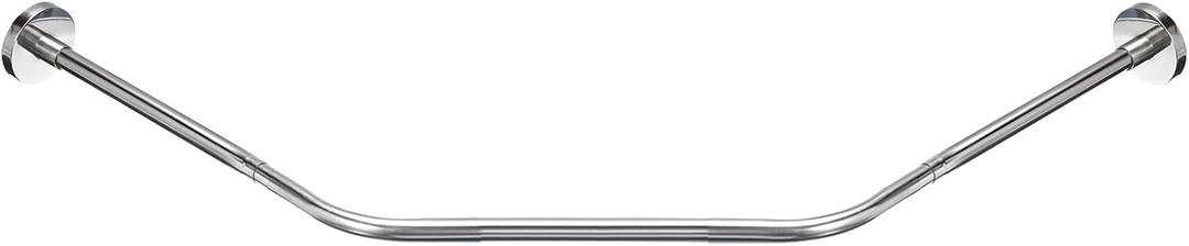 uxcell Stretchable Shower Curtain Rod Rack, Stainless Steel Diamond Shaped Corner Shower Curtain Rod No Drill for Bathroom Bathtub, Medium Size, Silver Tone