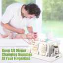 Diaper Caddy Organizer, Changing Table Organizer, Wooden Diaper Organizer for Nursery, Baby Diaper Storage Organizer with Removable Dividers (White, Rectangular Size) (16.1x8.7)