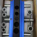 Self Centering Dowel Jig Kit, Drill Guide Jig Block for Straight Holes with 6PCS Drill Bushings, Premium Self Centering Doweling Jig Kit for Woodworking, Adjustable Width Biscuit Joiner Tool