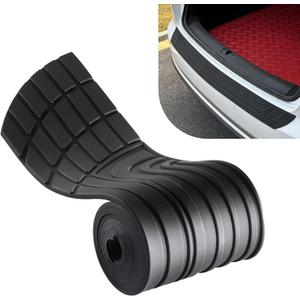 Car Rear Bumper Protector, Flexible Silicone Cuttable Body Protection Strips, Rectangular-end Car Rear Bumper Cover, Universal Non-Slip Trunk Exterior Accessories (Black, 41" x 3.4")
