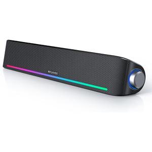 Computer Speakers, Hi-Fi Sound Quality Computer Sound Bar, Bluetooth 5.0 & 3.5mm Wired PC Speakers with 4 Dynamic Lighting Modes, USB Powered Speakers for PC, Desktop, Laptops, Phones, Monitors, Xbox