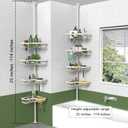 KEGII Shower Corner Caddy Tension Pole, Rustproof Corner Bathroom Organizer, No Drilling Bathtub Shelf for Inside Shower, Waterproof Bathroom Tub Organizer, Fits 25-114.2 Inch Height, Cream White
