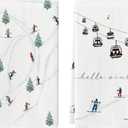 Artoid Mode Xmas Trees Ski Winter Kitchen Towels Dish Towels, 18x26 Inch Farmhouse Christmas Snow Decoration Hand Towels Set of 2