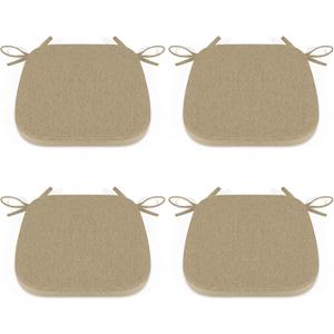 Shinnwa Dining Chair Cushions Set of 4, Non Slip Seat Cushions for Kitchen Chairs with Ties, 4 Pack, 15 x 15.5 inches, Natural Linen