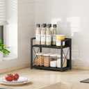 Giikin Kitchen Counter Shelf, 2 Tier Kitchen Spice Rack Organizer for Countertop, Wood Coffee Bar Organizer for Home (Black, S)
