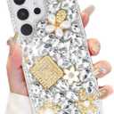 for Galaxy S23 Plus Bling Case for Women Girl,3D Bling Shiny Rhinestone Diamond Crystal Perfume Bottle & Flower Soft Protective Anti-Fall Case for Galaxy S23