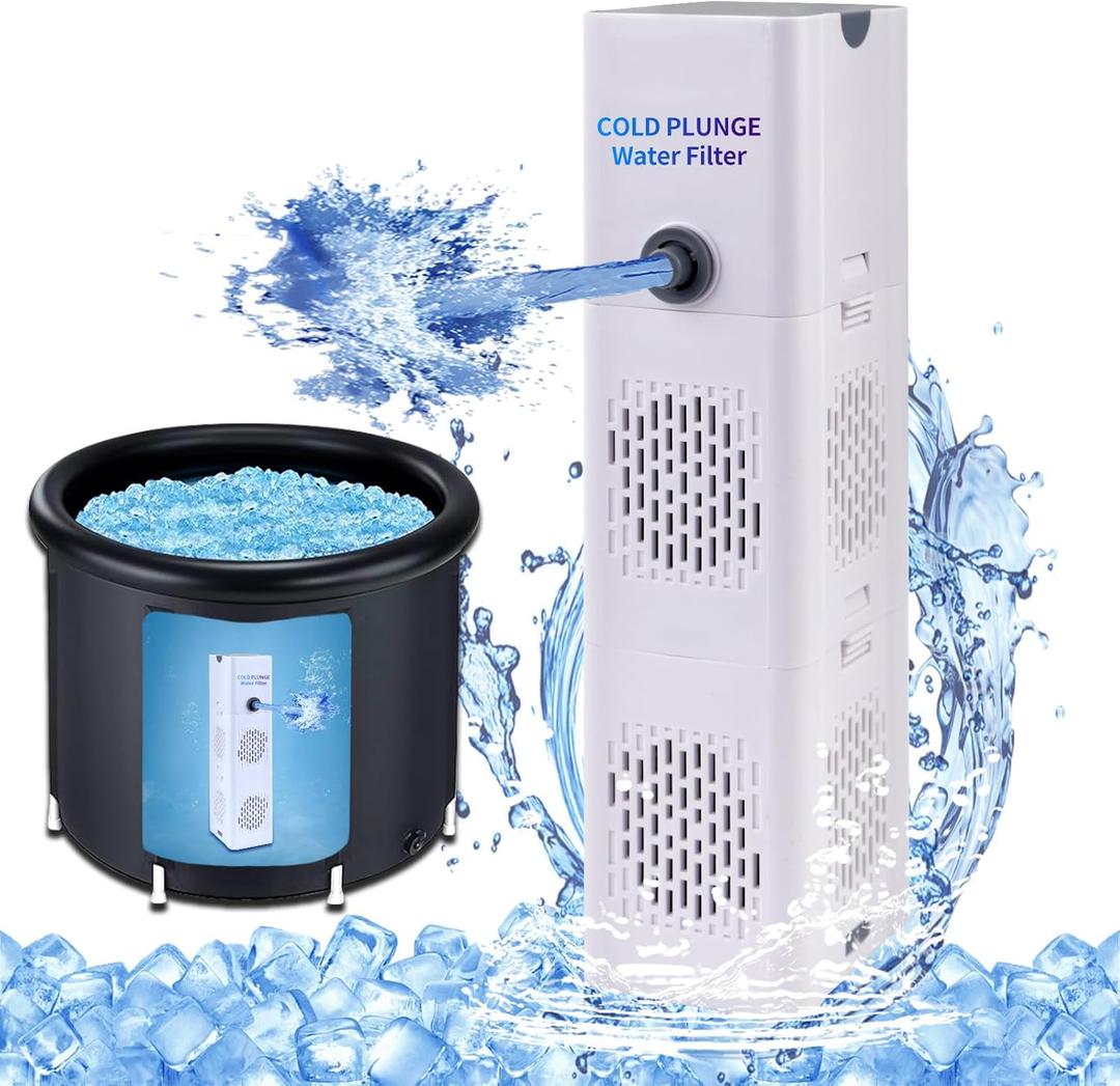 Cold Plunge Filter, 500 GPH Cold Pod Ice Bath Tub Filter, Ice Bath & Cold Plunge Accessories, Reusable Ice Bath Tub Filter, Ice Bath Water Cleaner (White 01)