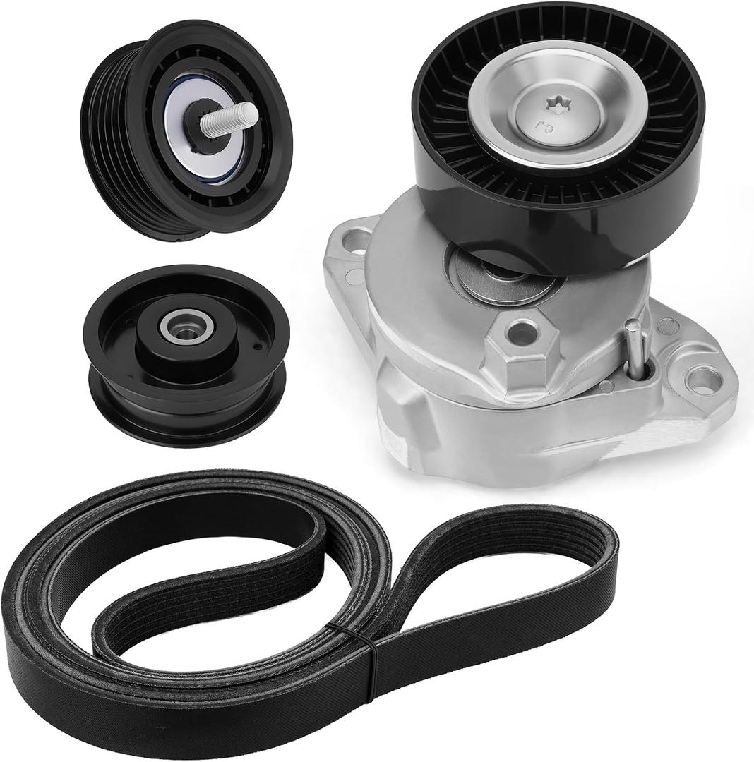 Serpentine/Engine Drive Belt Tensioner and Idler Pulley Kit Compatible with 2006-2011 Mercedes-Benz ML350 GL450 E350 C300 S550 CLK350, Replaces# 2722021419 2722000270 2722021019 6PK2404