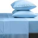 SONORO KATE Bed Sheet Set Super Soft Microfiber 1800 Thread Count Luxury Egyptian Sheets Fit 18-24 Inch Deep Pocket Mattress Wrinkle-4 Piece (Lake Blue, King)