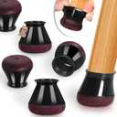 Chair Leg Floor Protectors Chair Leg Protectors for Hardwood Floors Felt Silicone Caps Strengthen Bottom Protection Anti-Scratch Reduce Noise 32 Pack Black Round Medium Fit 3/4" to 1-3/16" (19-30mm)